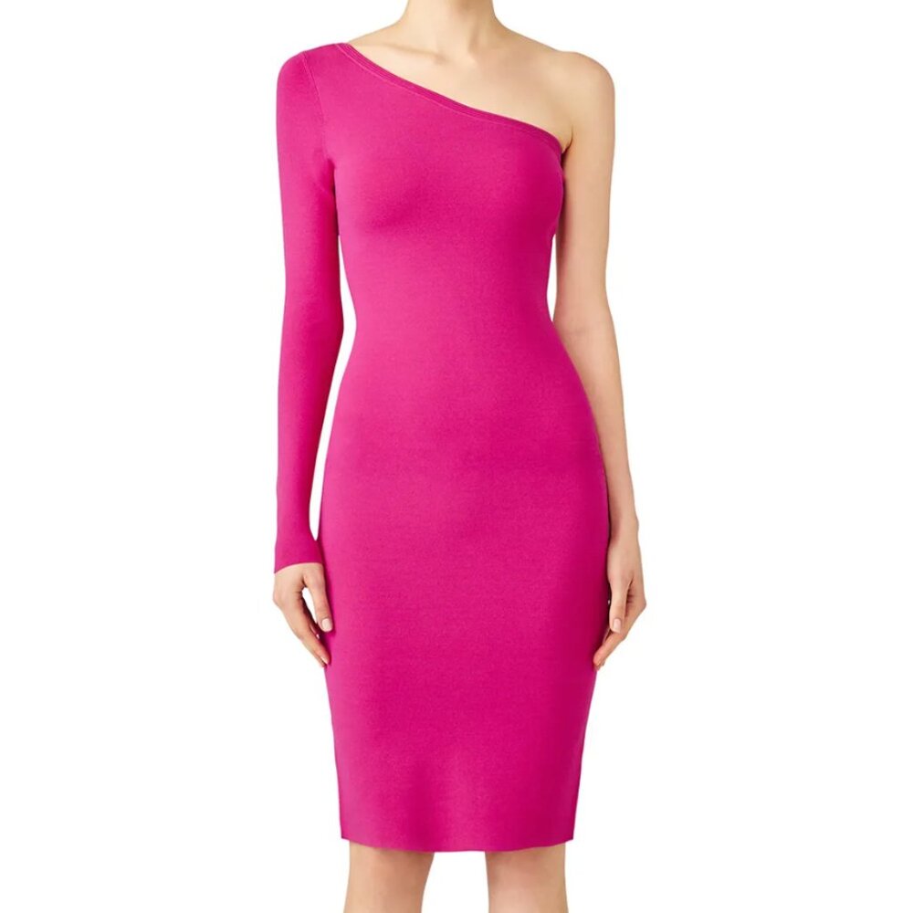 DIANE VON FURSTENBERG Ribbon Pink one arm knit dress